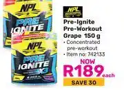 Game NPL Pre-Ignite Pre-Workout Grape-150g Each offer