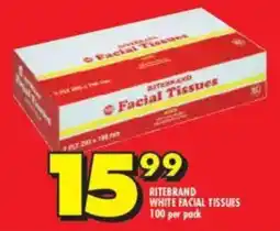 Shoprite Ritebrand white facial tissues offer