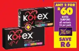 Shoprite Kotex tampons all variants offer