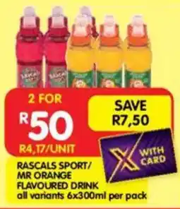 Shoprite Rascals sport/ mr orange flavoured drink all variants offer