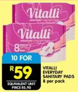 Shoprite Vitalli everyday sanitary pads offer