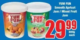 Boxer Superstores YUM FUN Smooth Apricot Jam/ Mixed Fruit Jam offer