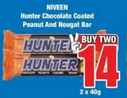 Boxer Superstores NIVEEN Hunter Chocolate Coated Peanut And Nougat Bar offer