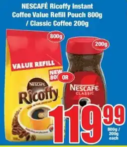 Boxer Superstores NESCAFÉ Ricoffy Instant Coffee Value Refill Pouch/ Classic Coffee offer