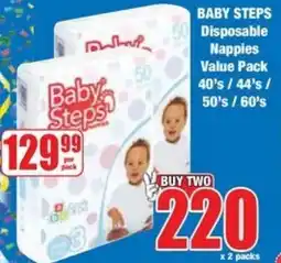 Boxer Superstores BABY STEPS Disposable Nappies Value Pack offer