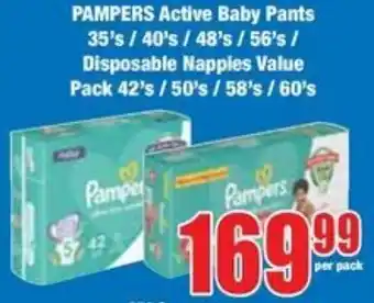 Boxer Superstores PAMPERS Active Baby Pants/ Disposable Nappies Value Pack offer
