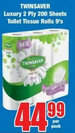 Boxer Superstores TWINSAVER Luxury 2 Ply 200 Sheets Toilet Tissue Rolls offer