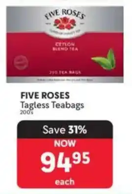 Makro FIVE ROSES Tagless Teabags offer