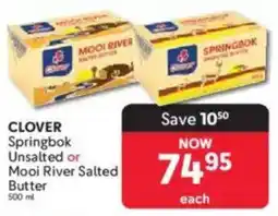 Makro CLOVER Springbok Unsalted or Mooi River Salted Butter offer