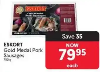 Makro ESKORT Gold Medal Pork Sausages offer