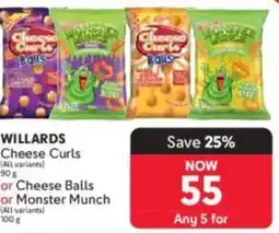 Makro WILLARDS Cheese Curls or Cheese Balls or Monster Munch offer