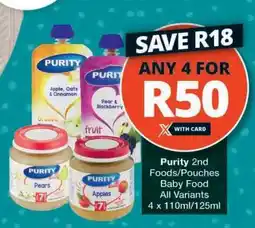 Checkers Purity 2nd Foods/Pouches Baby Food offer