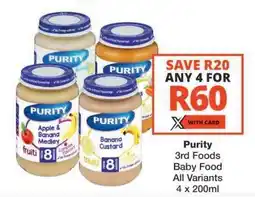 Checkers PURITY 3RD FOODS BABY FOOD offer