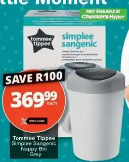 Checkers Tommee Tippee Simplee Sangenic Nappy Bin - Grey offer