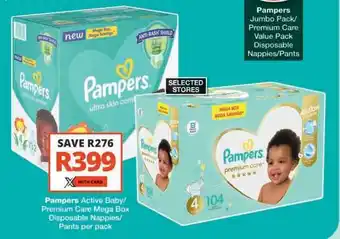 Checkers Pampers Active Baby/Premium Care Mega Box offer