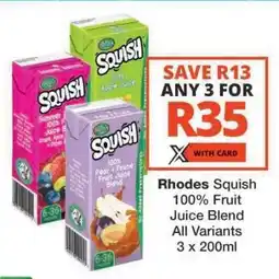 Checkers RHODES SQUISH 100% FRUIT JUICE BLEND offer
