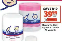 Checkers BENNETTS BABY AQUEOUS CREAM offer