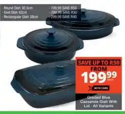 Checkers Graded Blue Casserole Dish With Lid - All Variants offer