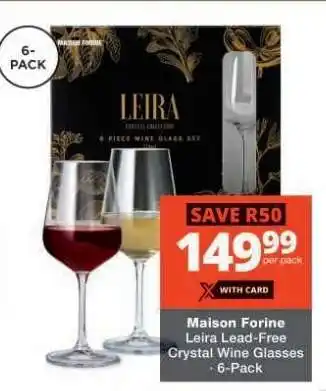 Checkers Maison Forine Leira Lead-Free Crystal Wine Glasses - 6-Pack offer