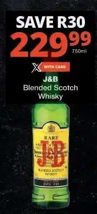 Checkers J&B Blended Scotch Whisky offer