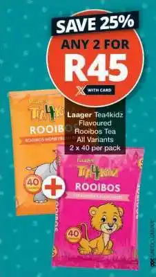 Checkers Laager Tea4kidz Flavoured Rooibos Tea offer