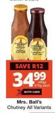 Checkers MRS. BALL'S CHUTNEY all variants offer