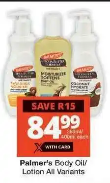 Checkers Palmer's Body Oil/Lotion All Variants offer