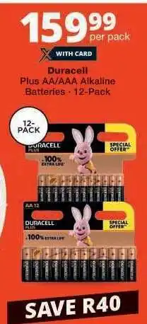 Checkers Duracell Plus AA/AAA Alkaline Batteries - 12-Pack offer