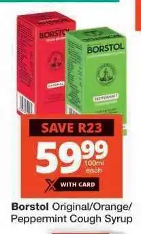 Checkers Borstol Original/Orange/Peppermint Cough Syrup offer