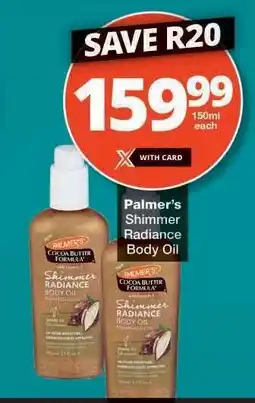 Checkers Palmer’s Shimmer Radiance Body Oil offer