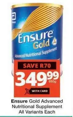 Checkers Ensure Gold Advanced Nutritional Supplement offer