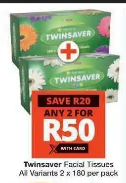 Checkers Twinsaver Facial Tissues offer