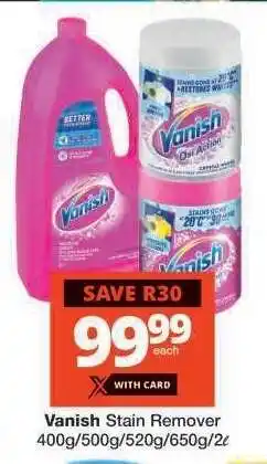Checkers Vanish Stain Remover offer