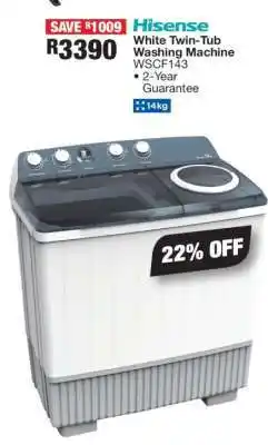 OK Furniture Hisense White Twin-Tub Washing Machine WSCF143 offer