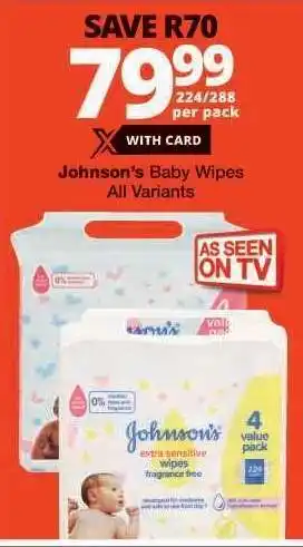 Checkers Johnson's Baby Wipes offer
