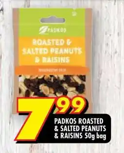 Shoprite PADKOS ROASTED & SALTED PEANUTS & RAISINS 50g bag offer