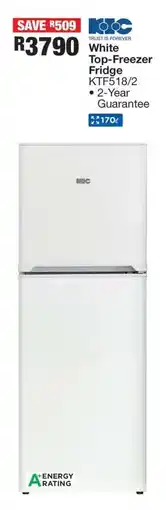 OK Furniture White Top-Freezer Fridge KTF518/2 offer