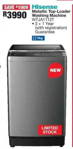 OK Furniture Hisense Metallic Top-Loader Washing Machine WTJA1112T offer