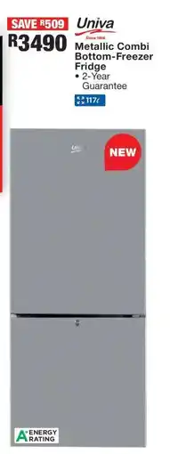 OK Furniture Univa Metallic Combi Bottom-Freezer Fridge offer