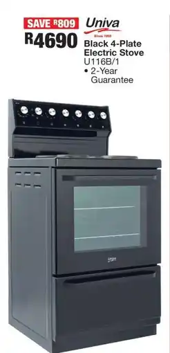 OK Furniture Univa Black 4-Plate Electric Stove U116B/1 offer