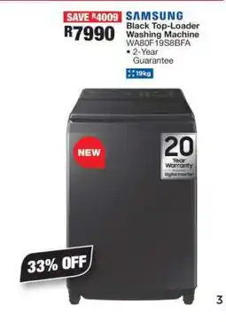 OK Furniture Samsung Black Top-Loader Washing Machine WA80F19S8BFA offer