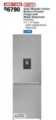 OK Furniture DEFY Satin Metallic-Finish Bottom-Freezer Fridge with Water Dispenser DAC645 offer