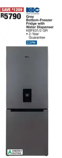 OK Furniture Grey Bottom-Freezer Fridge with Water Dispenser offer