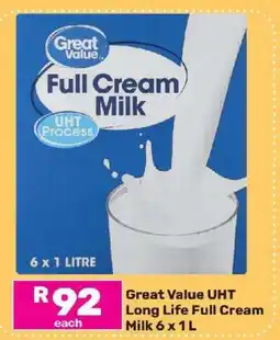 Game Great Value UHT Long Life Full Cream Milk 6 x 1 L offer