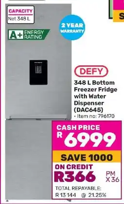 Game DEFY 348 L Bottom Freezer Fridge with Water Dispenser (DAC645) offer