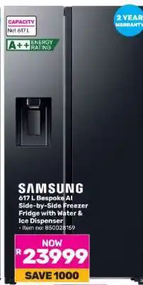 Game Samsung 617 L Bespoke AI Side-by-Side Freezer Fridge offer
