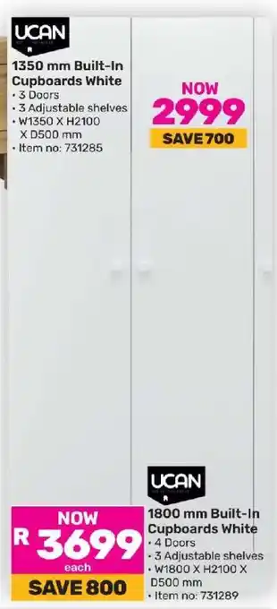 Game 1350 mm Built-In Cupboards White offer