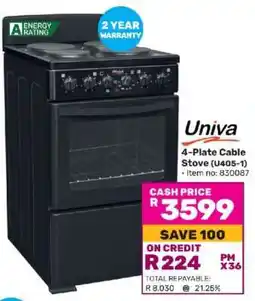 Game Univa 4 Plate Cable Stove U405-1 offer