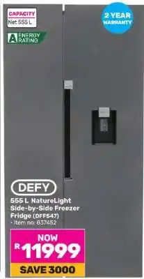 Game DEFY 555 L Naturelight Side-by-Side Freezer Fridge (DFF547) offer