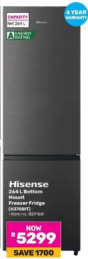 Game Hisense 264 L Bottom Mount Freezer Fridge (H370BIT) offer